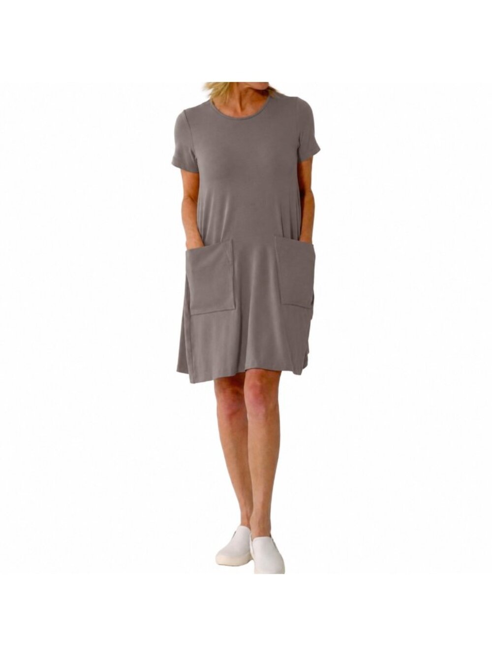 NEW Brian Bailey Taupe Pocket Dress Relaxed A-Line- Medium